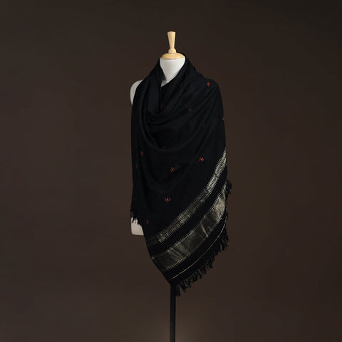 Kutch handwoven zari & mirror work acrylic wool shawl 25