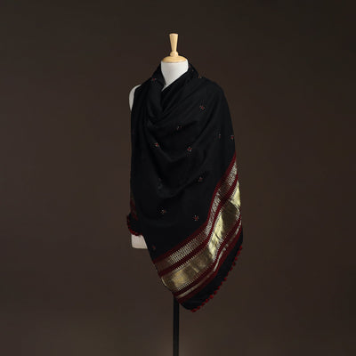 Kutch handwoven zari & mirror work acrylic wool shawl 27