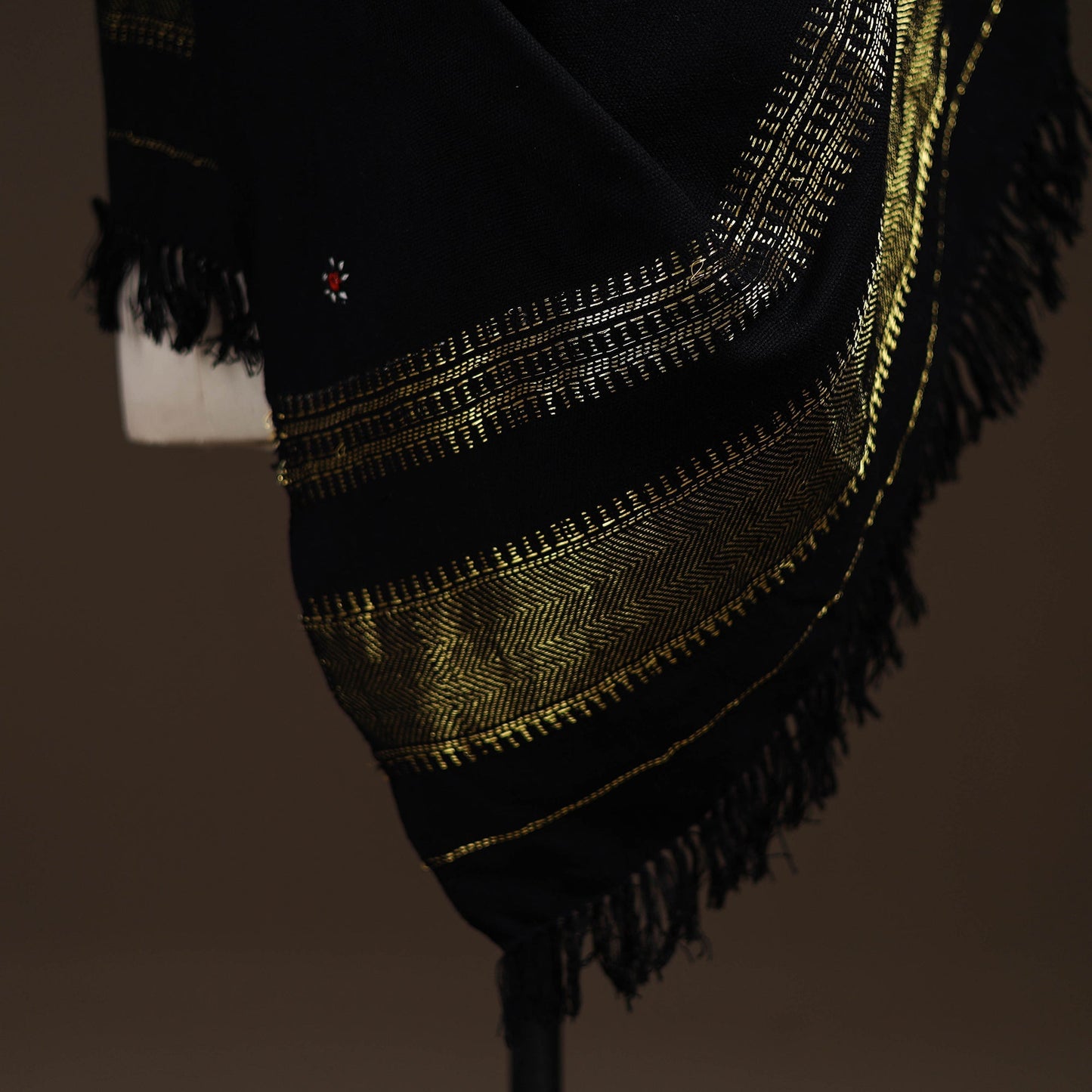 Kutch handwoven zari & mirror work acrylic wool shawl 28