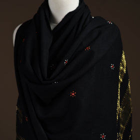 Kutch handwoven zari & mirror work acrylic wool shawl 28