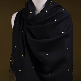 Kutch handwoven zari & mirror work acrylic wool shawl 63