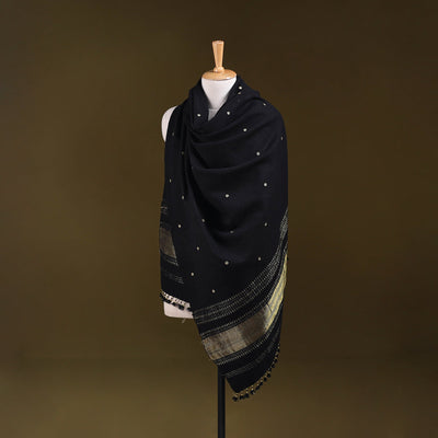 Kutch handwoven zari & mirror work acrylic wool shawl 63