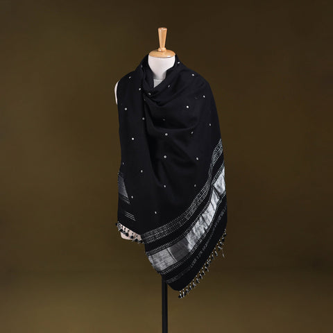 Black - kutch handwoven zari & mirror work acrylic wool