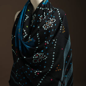 Kutch mirror work handwoven bandhani bagida woolen shawl 06