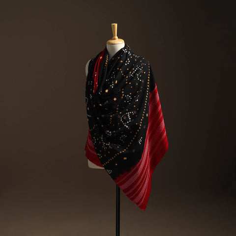 Kutch mirror work handwoven bandhani bagida woolen shawl 21