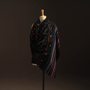 Kutch mirror work handwoven bandhani bagida woolen shawl 25