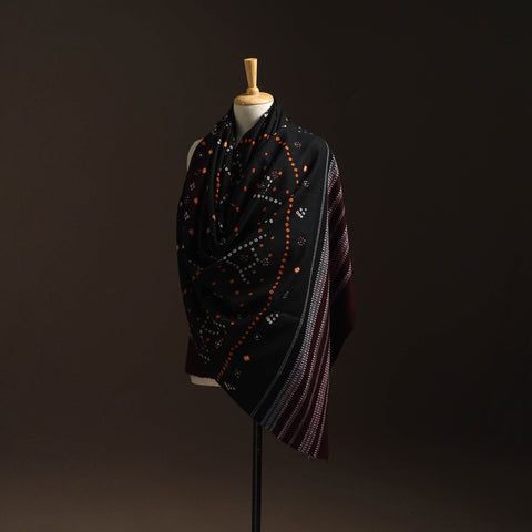 Kutch mirror work handwoven bandhani bagida woolen shawl 25