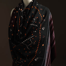 Kutch mirror work handwoven bandhani bagida woolen shawl 25