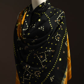 Kutch mirror work handwoven bandhani bagida woolen shawl 27