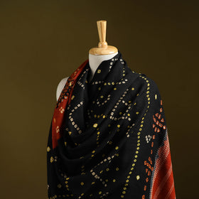 Kutch mirror work handwoven bandhani merino wool shawl 46