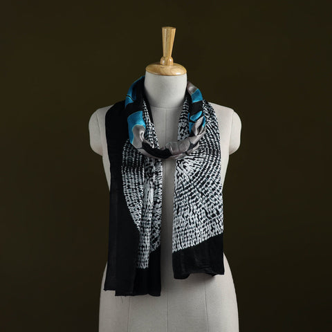 Kutch modal silk clamp dyed shibori stole 01 - handcrafted