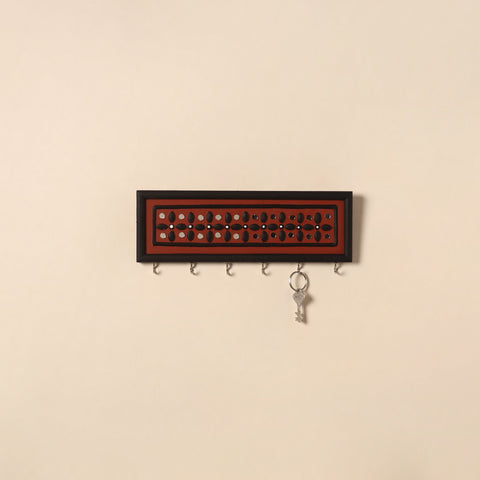 Kutch mud mirror work lippan art key holder (4 x 12 in) 10