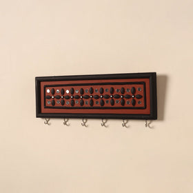 Kutch mud mirror work lippan art key holder (4 x 12 in) 10