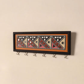Kutch mud mirror work lippan art key holder (4 x 12 in) 11