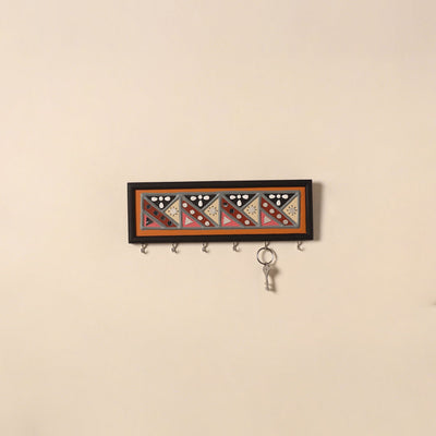 Kutch mud mirror work lippan art key holder (4 x 12 in) 11