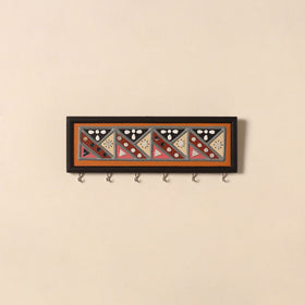 Kutch mud mirror work lippan art key holder (4 x 12 in) 11