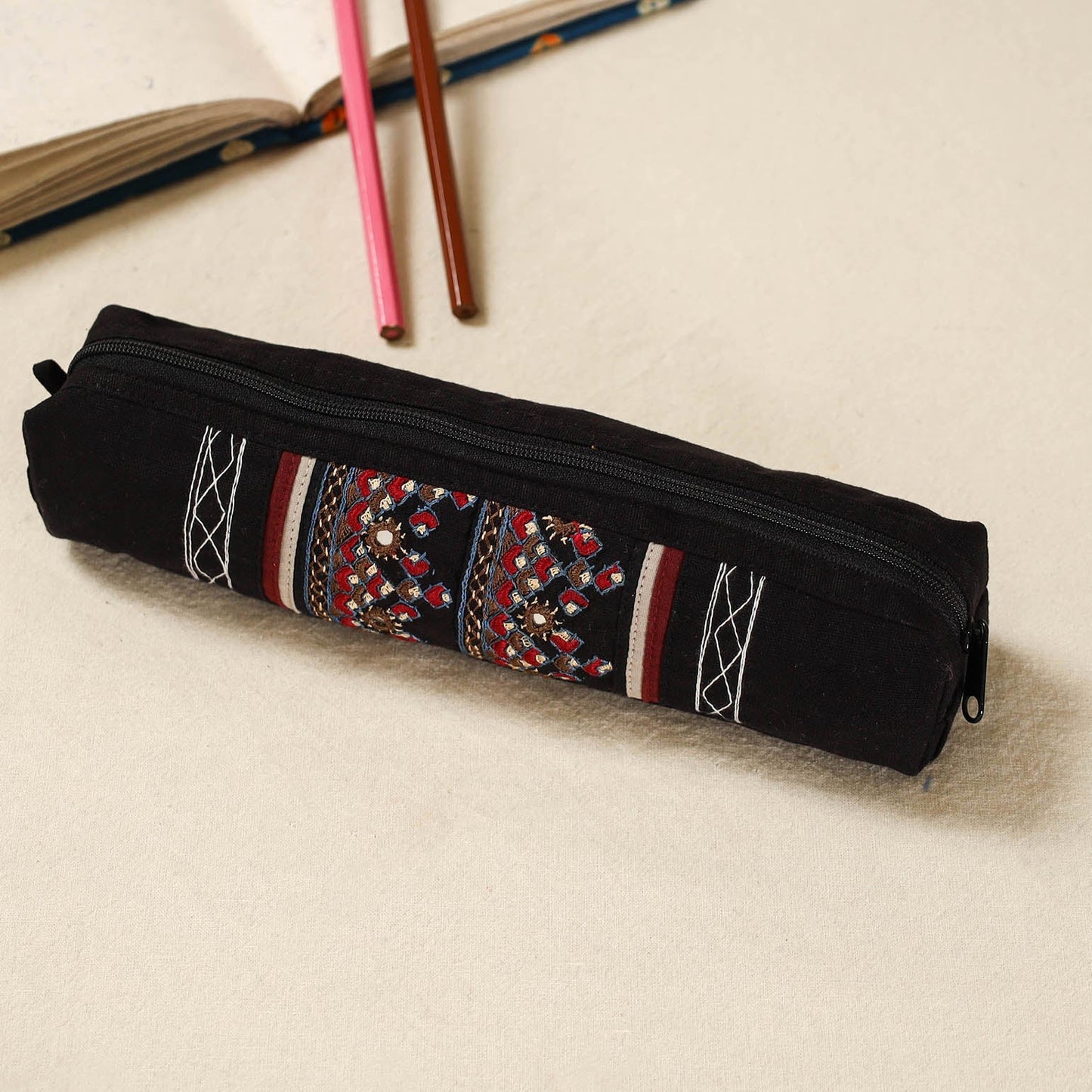 Kutch neran hand embroidered pencil pouch 234 - handcrafted
