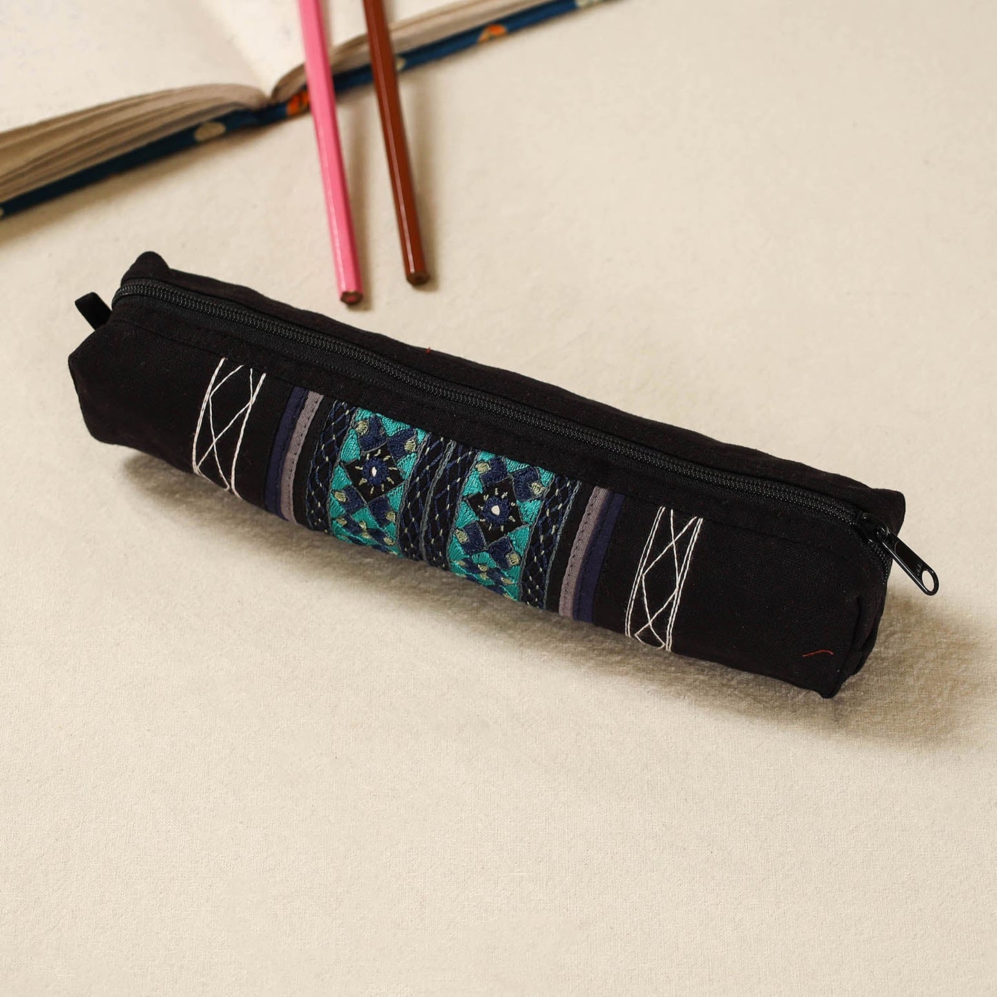 Kutch neran hand embroidered pencil pouch 236 - handcrafted