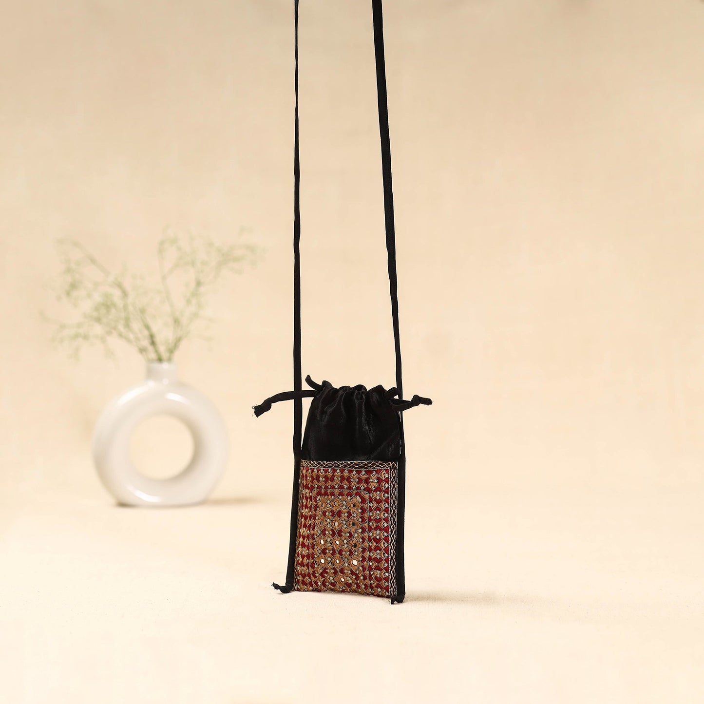 Kutch neran hand embroidered sling dori mobile pouch 221