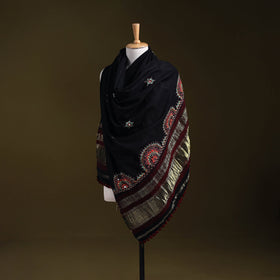 Black - kutch neran hand embroidery mirror work woollen