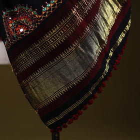 Black - kutch neran hand embroidery mirror work woollen