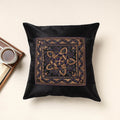 Black Kutch Pakko Bherni Hand Embroidery Mashru Silk Cushion Cover