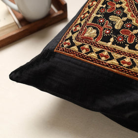 Black Kutch Pakko Hand Embroidery Mashru Silk Cushion Cover