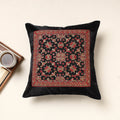 Black Kutch Pakko Hand Embroidery Mashru Silk Cushion Cover