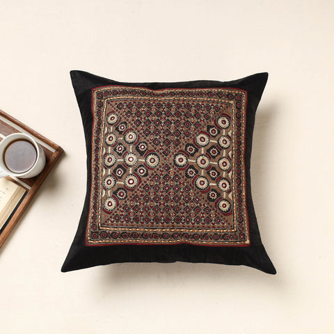 Buy Black Kutch Pakko Hand Embroidery Silk Cushion Cover
