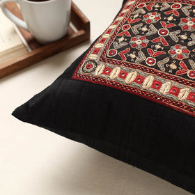 Black Kutch Pakko Hand Embroidery Silk Cushion Cover