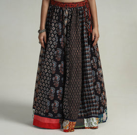 Black - kutch printed 24 kali cotton long skirt 02