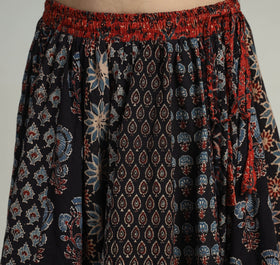 Black - kutch printed 24 kali cotton long skirt 02