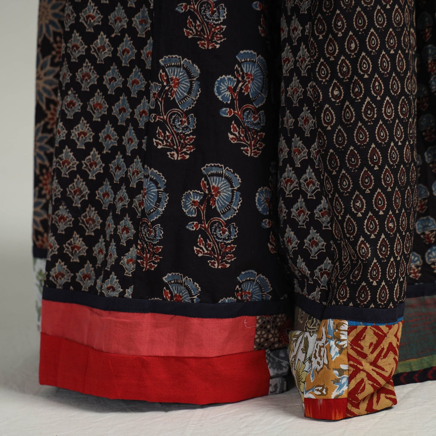 Black - kutch printed 24 kali cotton long skirt 02