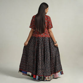 Black - kutch printed 24 kali cotton long skirt 03