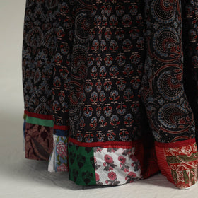 Black - kutch printed 24 kali cotton long skirt 03