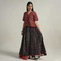 Black - kutch printed 24 kali cotton long skirt 03