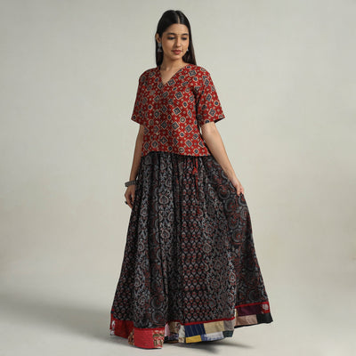 Black - kutch printed 24 kali cotton long skirt 03