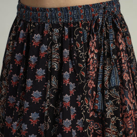 Black - kutch printed 24 kali cotton long skirt