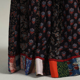 Black - kutch printed 24 kali cotton long skirt
