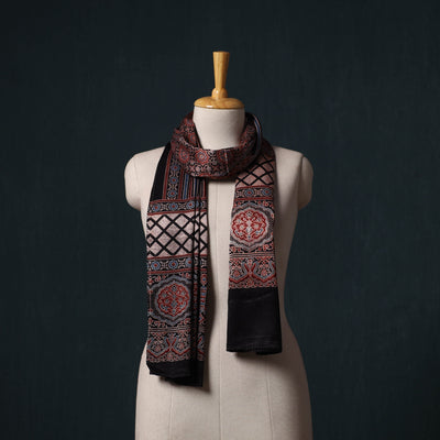 Kutch printed mashru silk stole 04 - handcrafted