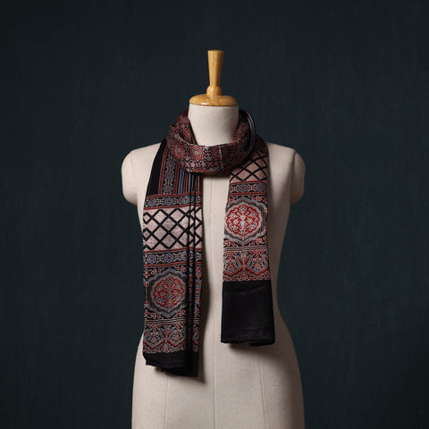 Kutch printed mashru silk stole 04 - handcrafted