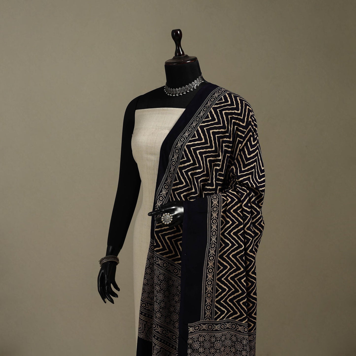 Kutch printed rayon dupatta 47 - handcrafted