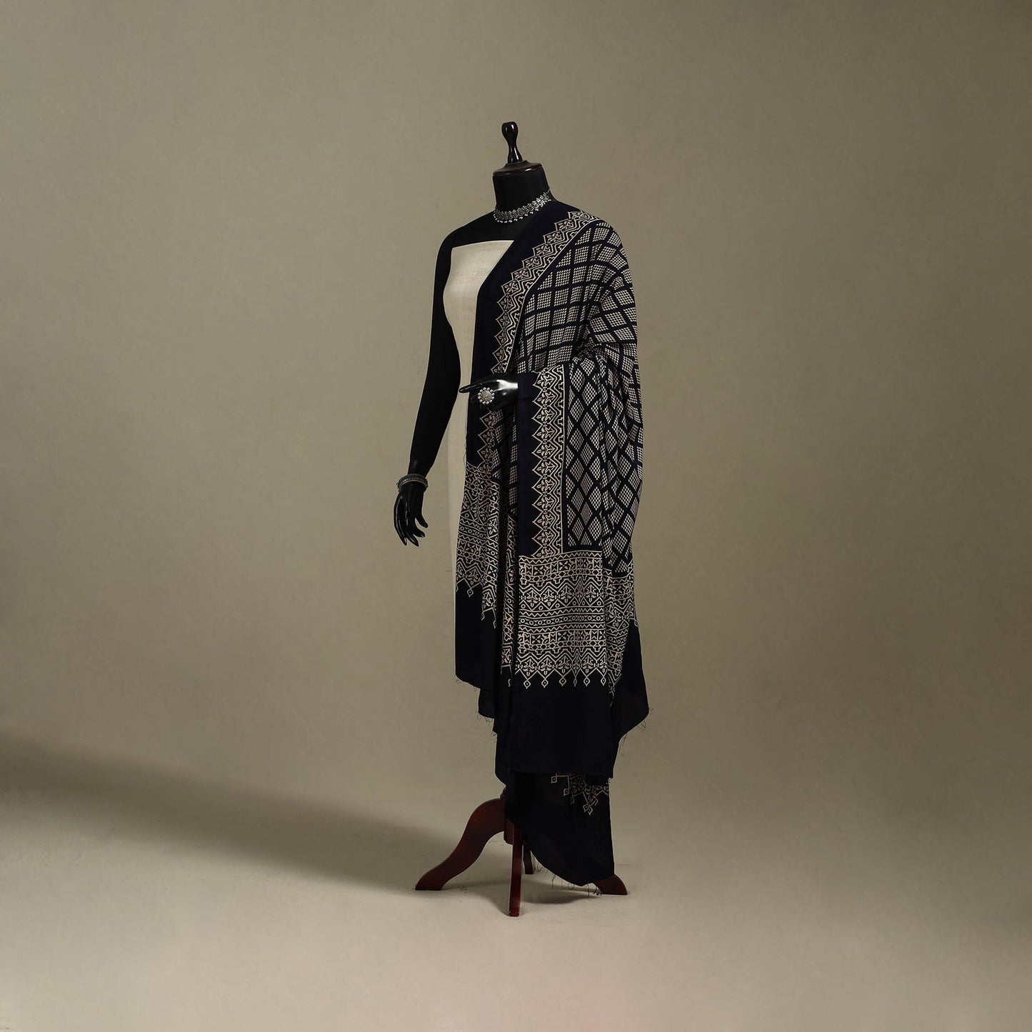 Kutch printed rayon dupatta 49 - handcrafted