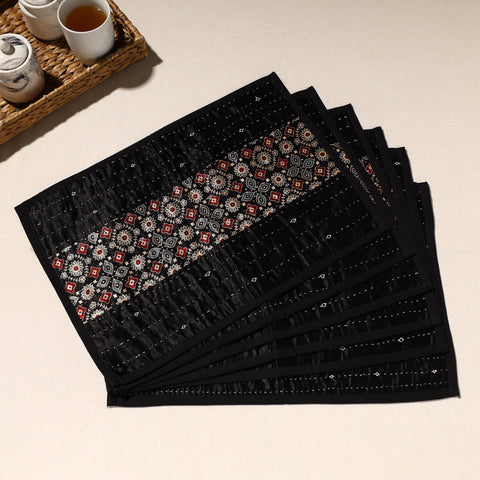  Black Tagai Embroidery Table Mats