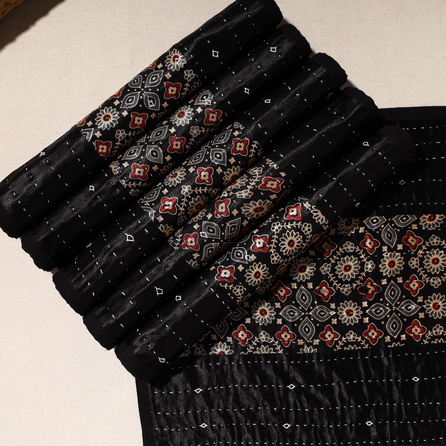  Black Tagai Embroidery Table Mats