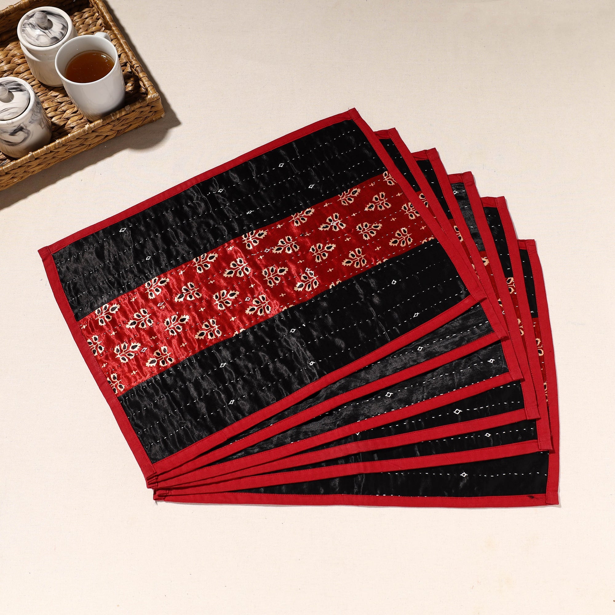  Black Tagai Embroidery Table Mats