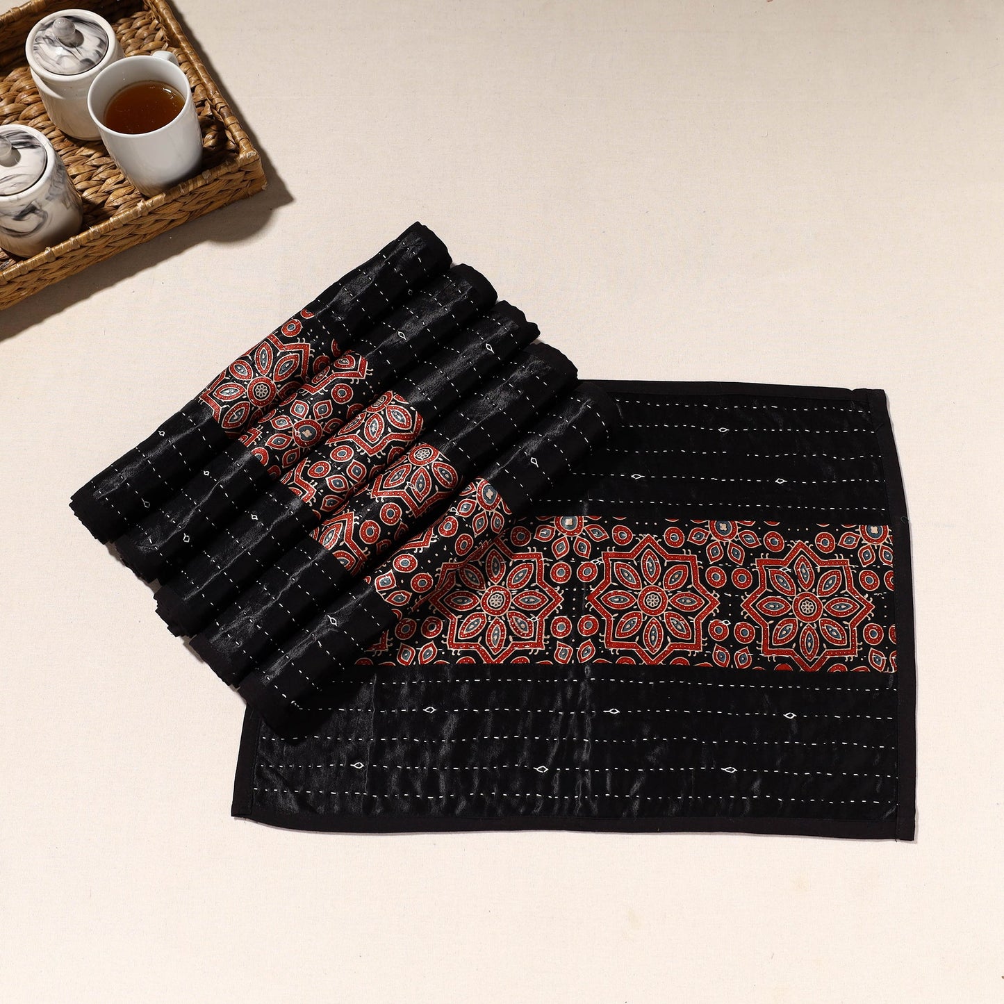  Black Tagai Embroidery Table Mats - Shop Now