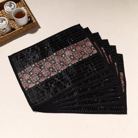  Blsck Tagai Embroidery Table Mats