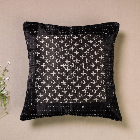  Kutch Embroidered Ajrakh Mashru Silk Cushion Cover (16 x 16 in) 