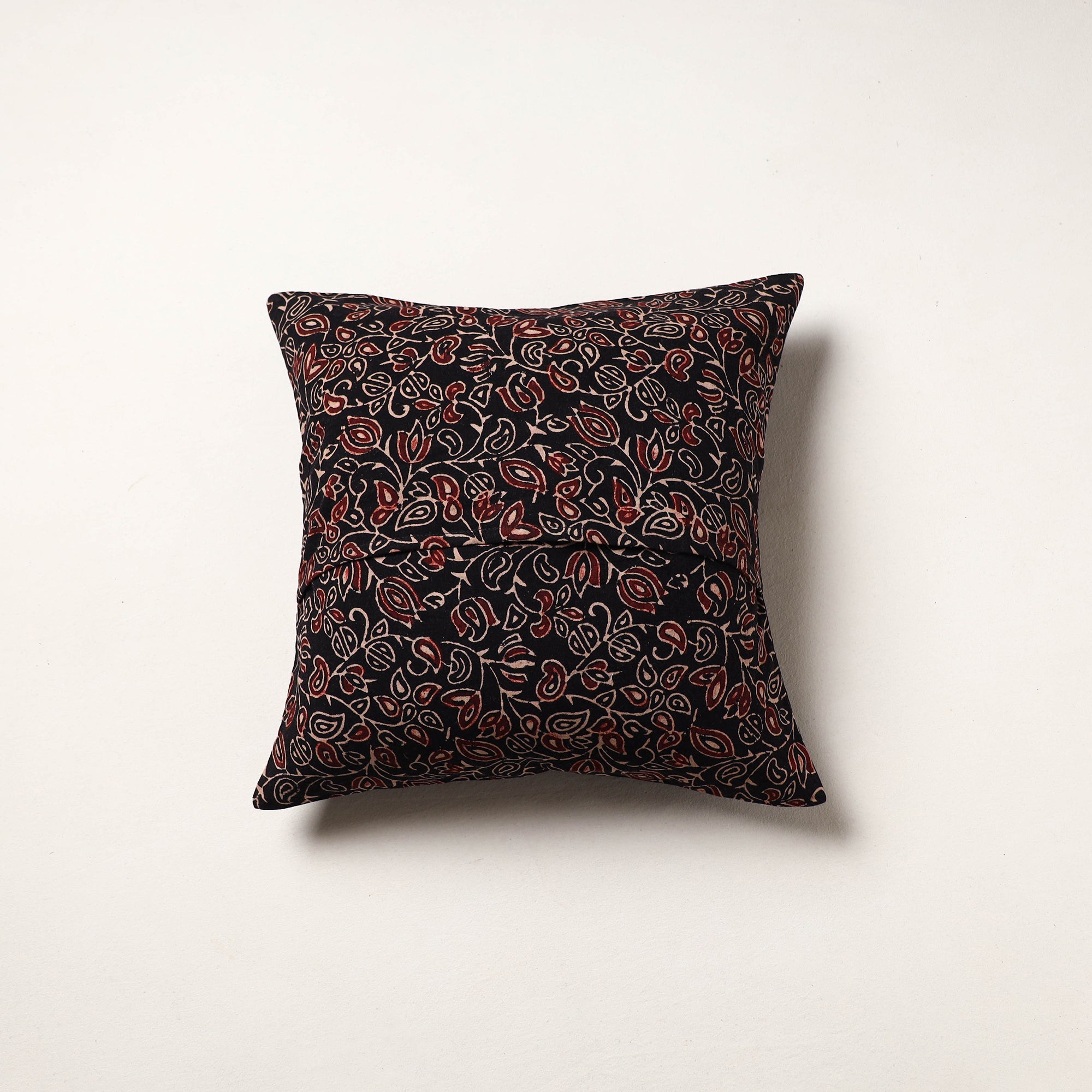 Black - kutch tagai work mashru silk patchwork cushion